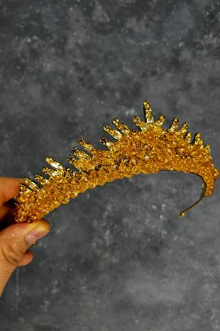 Honey-Colored Edis Beaded Bridal Henna Tiara