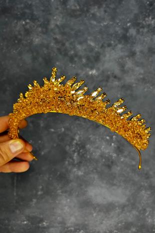 Honey-Colored Edis Beaded Bridal Henna Tiara