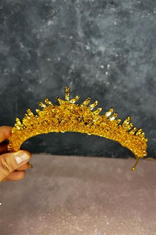 Honey-Colored Edis Beaded Bridal Henna Tiara