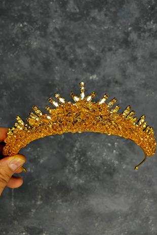 Honey-Colored Edis Beaded Bridal Henna Tiara