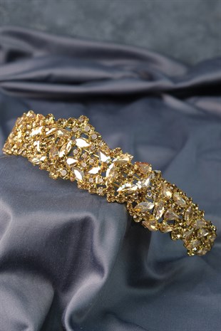 Honey Color Ela Band Model Bridal Crown Hair Accessory