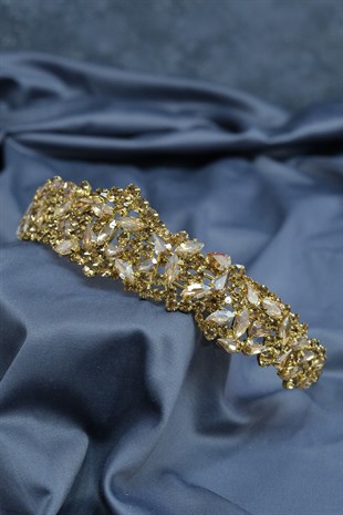 Honey Color Ela Band Model Bridal Crown Hair Accessory