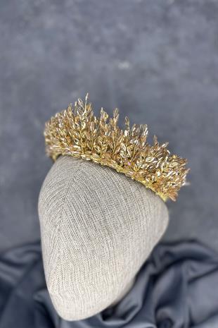 Honey Color Elisa Design Beaded Bridal Henna Crown Hair Accessory