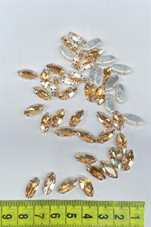 Bal Rengi Kasalı Dikme Parlak Cam Mekik Boncuk 10 Adet