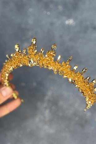 Honey Color Lycian Beaded Bridal Henna Crown