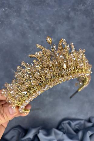 Honey Color Livan Beaded Bridal Henna Crown Hair Accessory