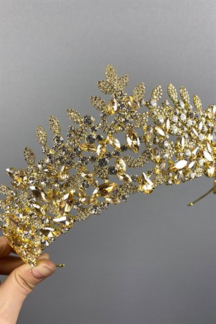 Honey Color Oscar Leaf Bridal Henna Crown