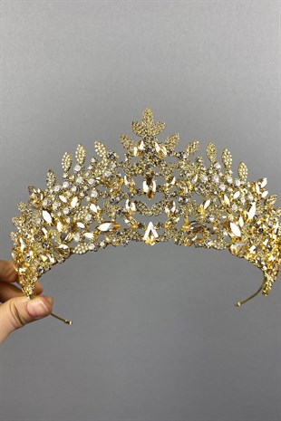 Honey Color Oscar Leaf Bridal Henna Crown