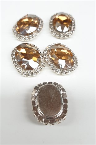 Bal Rengi Oval Kasalı Dikme Taş