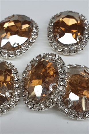 Bal Rengi Oval Kasalı Dikme Taş