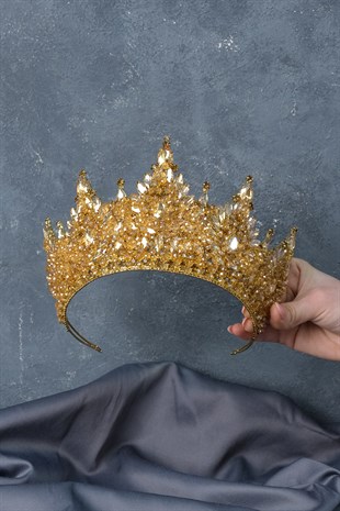 Honey Color Paris High Dense Beaded Bridal Henna Tiara