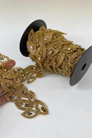 شمعدان حديدي واسع على حدود الشريط مطرز بلون عسلي لامع