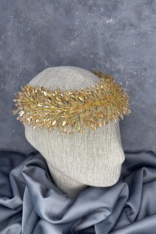 Honey Color Salba Bridal Henna Crown and Hair Turban Accessory
