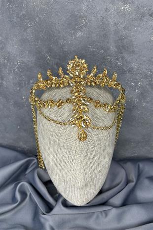 Bal Rengi Sallantılı Alınlık Almeda Gelin Kına Tacı