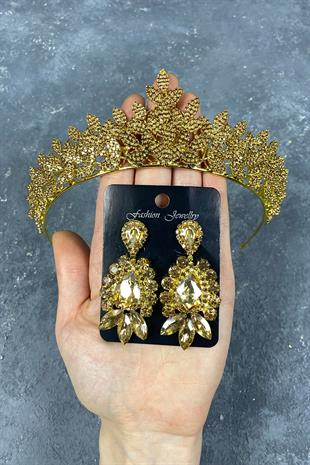 Honey Color Sara Henna Tiara and Earring