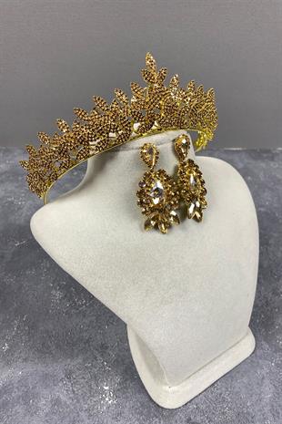 Honey Color Sara Henna Tiara and Earring