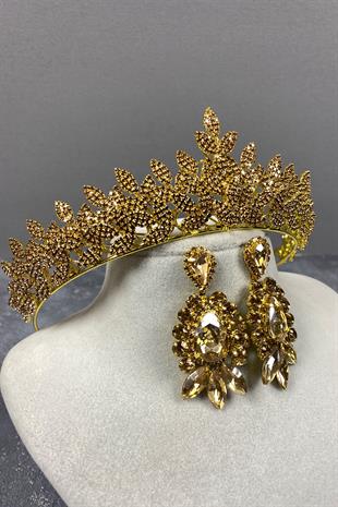 Honey Color Sara Henna Tiara and Earring