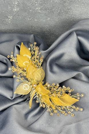 Bal Rengi Sedefli Özün Taraklı Gelin Saç Aksesuarı