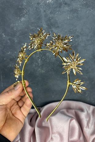 Honey Color Star Stone Bridal Henna Crown and Bridal Hair Accessory