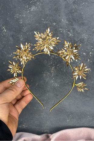 Honey Color Star Stone Bridal Henna Crown and Bridal Hair Accessory