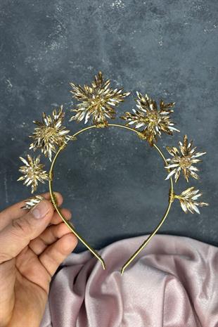 Honey Color Star Stone Bridal Henna Crown and Bridal Hair Accessory