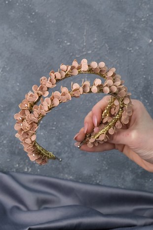 Honey Color Water Enamel Beaded Bridal Henna Crown