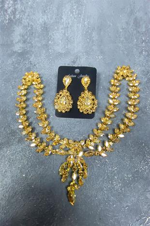 Honey Color Sultan Crown Bridal Henna Hair Accessory And Stud Earring Set