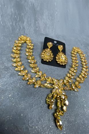 Honey Color Sultan Crown Bridal Henna Hair Accessory And Stud Earring Set