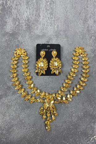 Honey Color Sultan Model Headband Bridal Henna Hair Accessory And Earring Set