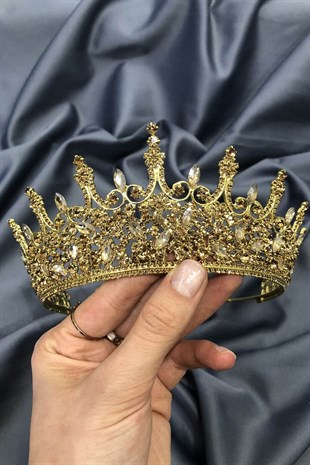 Honey Color Stone Gold Ground Henna Crown