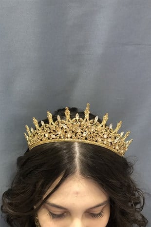 Honey Color Stone Gold Ground Henna Crown