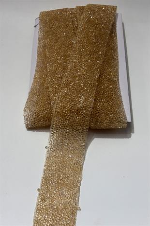 Bal Rengi Ütüyle Yapışan Şerit Taş Boncuk 4 Cm