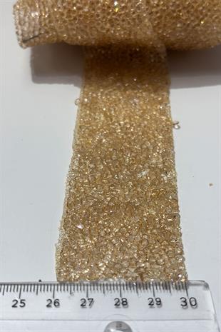 Bal Rengi Ütüyle Yapışan Şerit Taş Boncuk 4 Cm