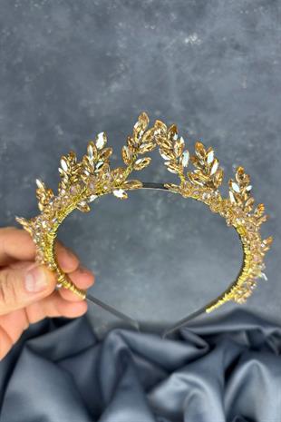 Honey Color Venus Leaf Design Bridal Henna Crown Hair Accessory