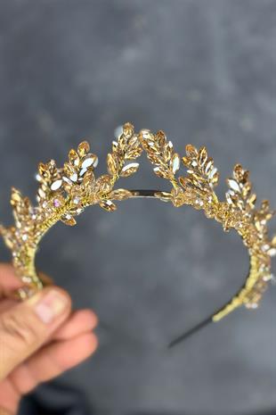 Honey Color Venus Leaf Design Bridal Henna Crown Hair Accessory