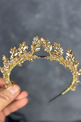 Honey Color Venus Leaf Design Bridal Henna Crown Hair Accessory