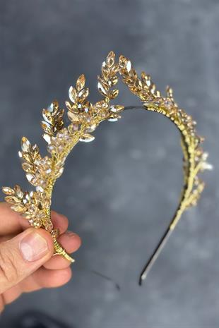 Honey Color Venus Leaf Design Bridal Henna Crown Hair Accessory