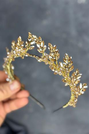 Honey Color Venus Leaf Design Bridal Henna Crown Hair Accessory