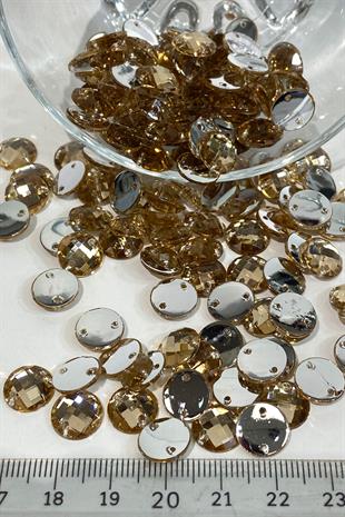 Honey Color Round Stitched Plastic Stone Beads 10 Gr