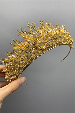 Honey Color Zehra Model Bridal Henna Crown
