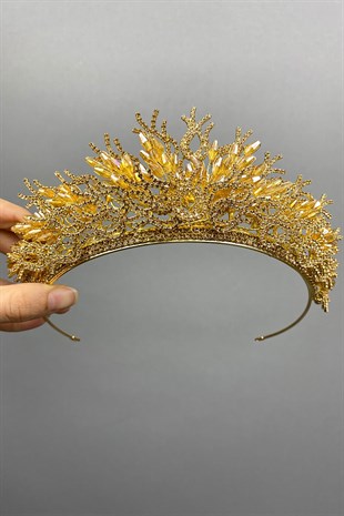 Honey Color Zehra Model Bridal Henna Crown