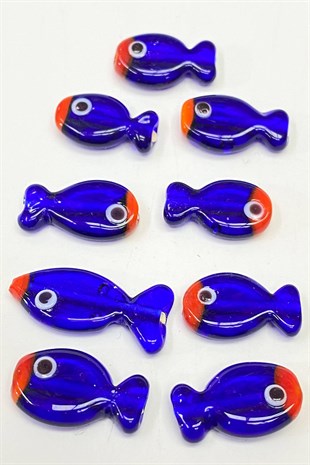 Fish Glass Bead Bracelet Tip Blue 1 Pcs