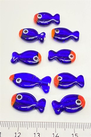 Fish Glass Bead Bracelet Tip Blue 1 Pcs