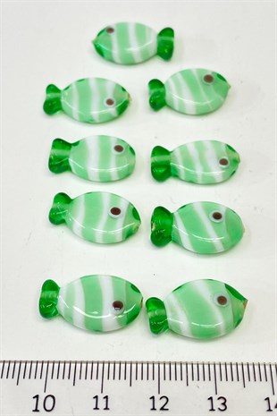 Fish Glass Bead Bracelet Tip Green 1 Pcs