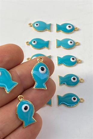 Balık Desenli Nazar Boncuklu Kolye Ucu