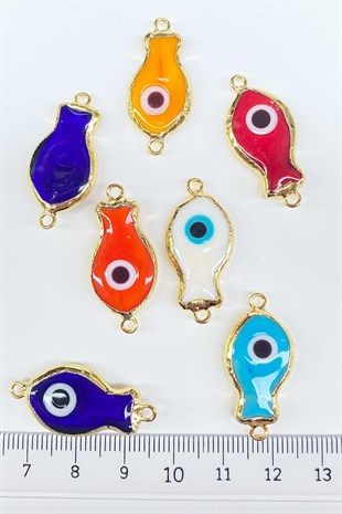 Fish Evil Eye Bead Bracelet Tip Colored 1 Piece