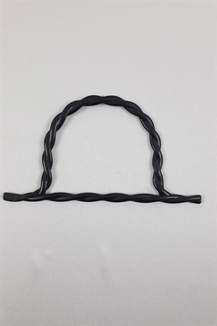 Bambu Desenli Burgulu Siyah Çanta Sapı