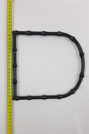 Bambu Desenli D Şeklinde Siyah Çanta Sapı 2 li