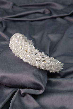 Başak Bombeli Yoğun Kristal Boncuklu Gelin Tacı
