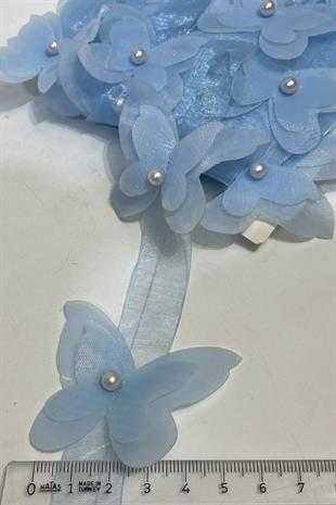  فراشة شيفون زرقاء اللون مقطوعة بالليزر